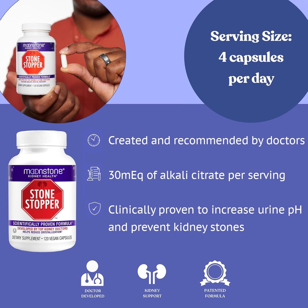 Stone Stopper Capsules, Kidney Stone Prevention, Calcium Oxalate Protector, Alkali Citrate Support Supplement, Developed by Urologists to Support Kidney Health, 6 Month Supply 5
