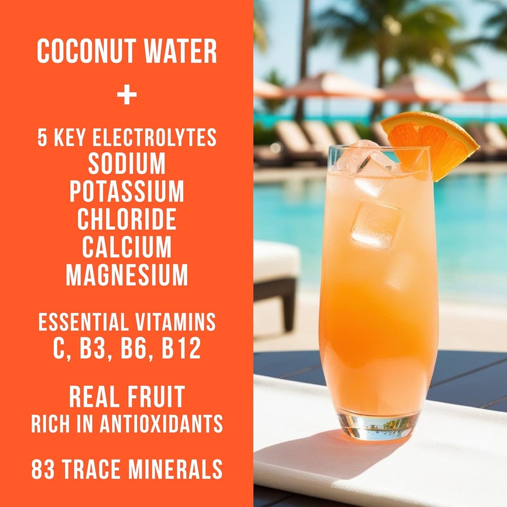 Hydrating Electrolyte Drink Mix - Mango Tangerine, 30 Servings - Hydration Powder w/Coconut Water - Non-GMO, No Added Sugar, 5 Key Electrolytes + Vitamins, Natural Trace Minerals 3