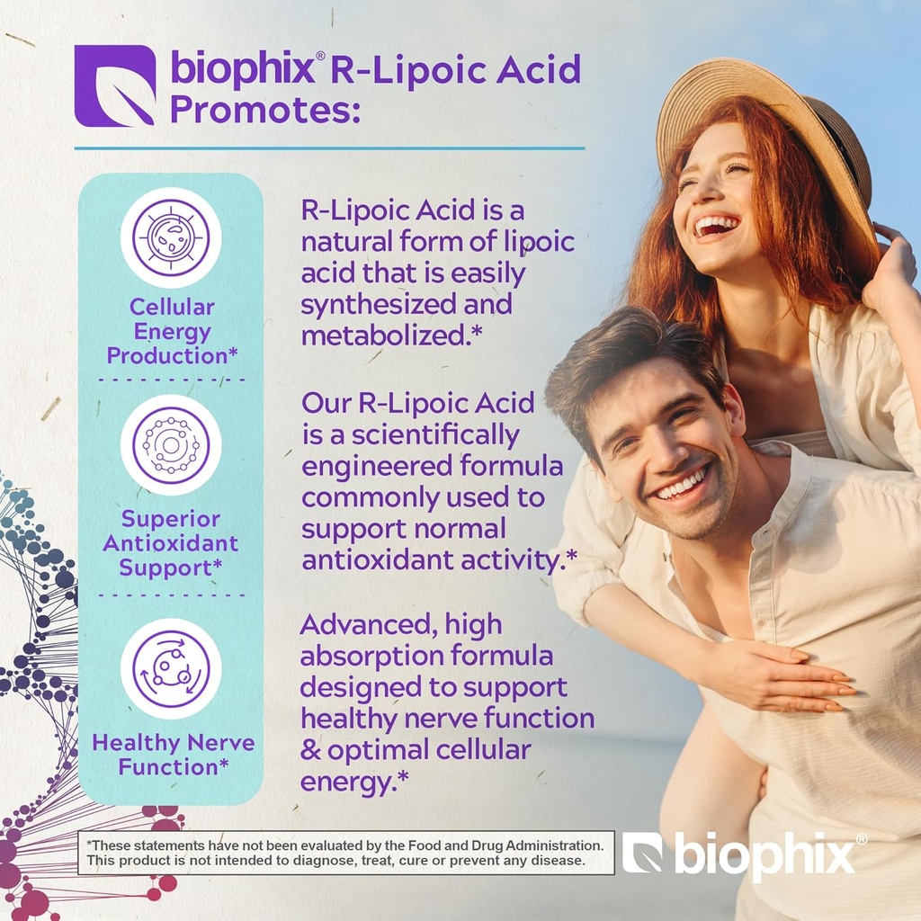 biophix R-Lipoic Acid 300 mg Stabilized 120 Veggie Capsules - with Biotin - High Potency Antioxidant Support - Non-GMO - Gluten Free - Promotes Energy 3