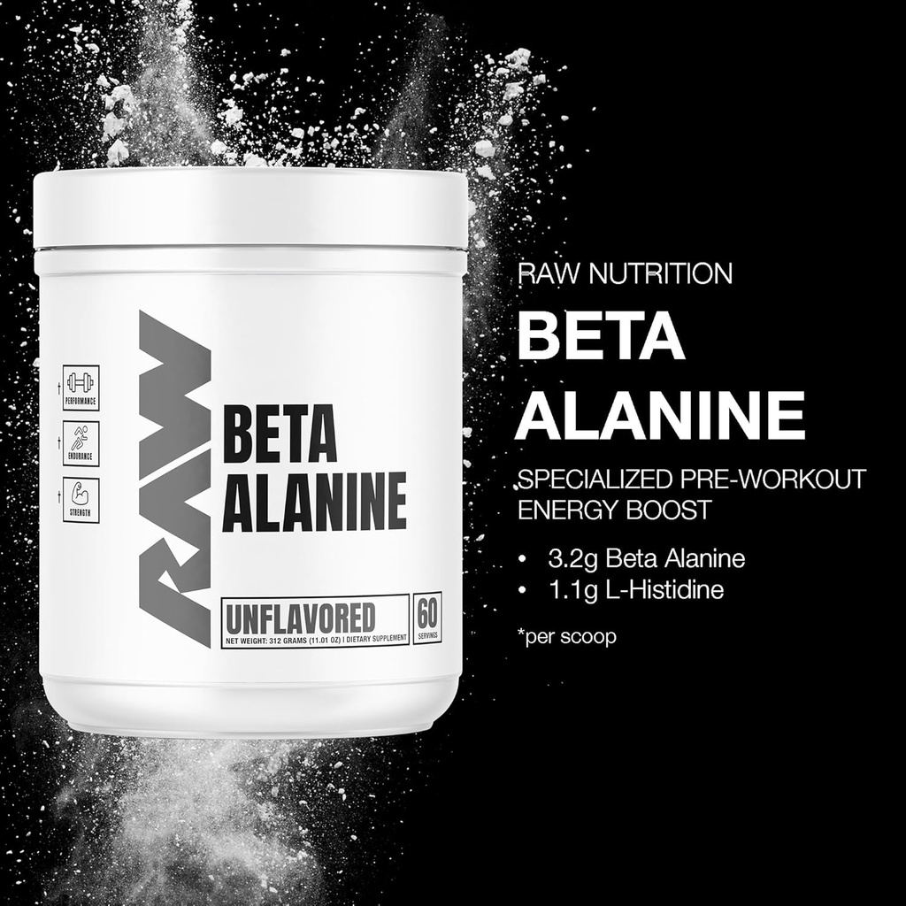 RAW Beta Alanine Powder, Unflavored (60 Servings) - Pre-Workout Powder for Men & Women - Beta Alanine Supplement for Workout Endurance - Preworkout Beta Alanine Powder for Reduced Muscular Fatigue 3
