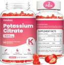 2 Pack Potassium Gummies for Adults Women & Men, Potassium Citrate Supplement, Support Leg Cramps, Muscle Health & Electrolyte Balance, Sugar Free, Organic, Vegan, Strawberry, 120 Cts 2