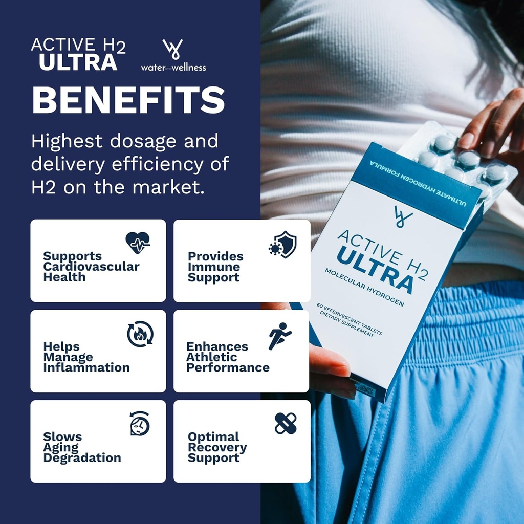 Active H2 Ultra Hydrogen Water Tablet - Optimize Health, Support Immunity, and Balance Antioxidants with Benefits of Molecular Hydrogen (1 Bottle, 60 Tablets) 3