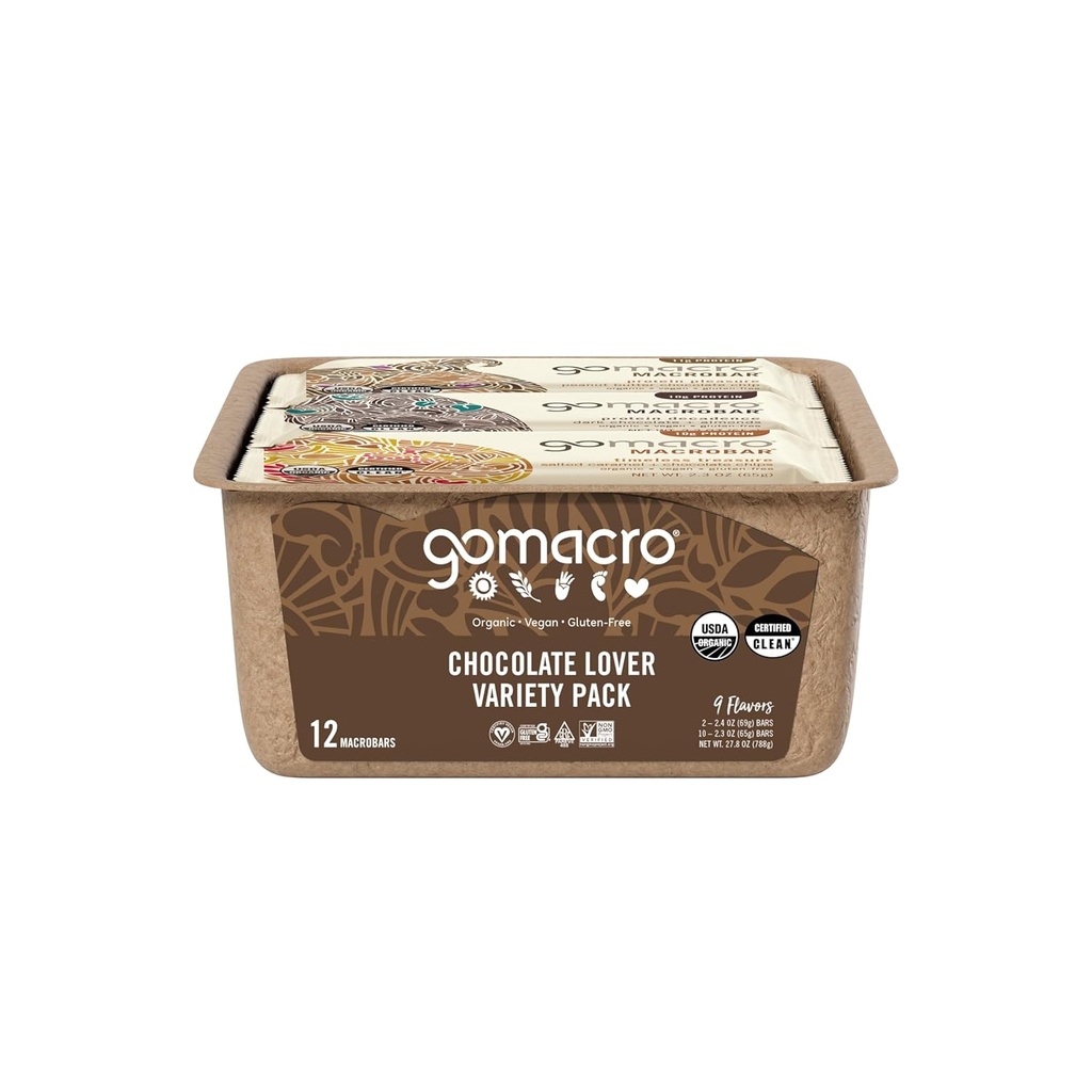 GoMacro MacroBar Organic Vegan Protein Bars - Chocolate Lover Variety Pack (2.3 Ounce Bars, 12 Count) 6