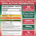 Akkermansia Probiotics Gummies with Prebiotics Fiber, 300 Billion AFU Akkermansia Muciniphila, with Polyphenol Fruits, Resistant Starch, Vitamin A D3 B2 for Metabolism, Digestive & Gut Health, 1Pack 3