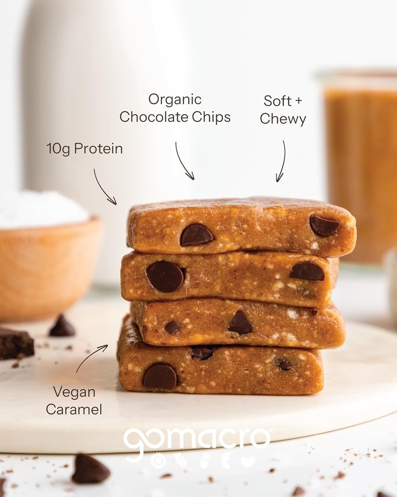GoMacro MacroBar Organic Vegan Protein Bars - Salted Caramel + Chocolate Chips (2.3 Ounce Bars, 12 Count) 5