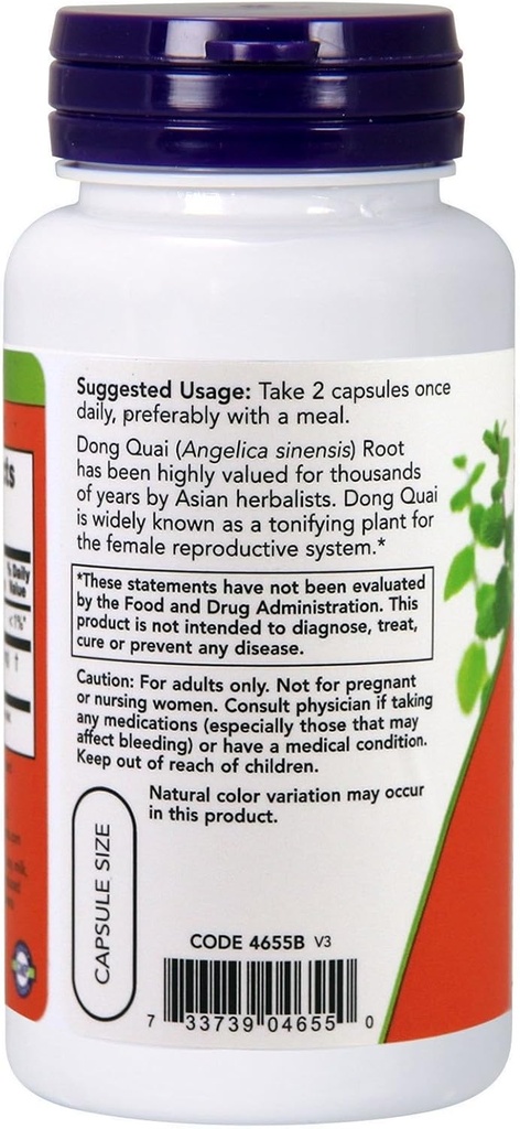 NOW Dong Quai 520mg, 100 Capsules (Pack of 3) 3