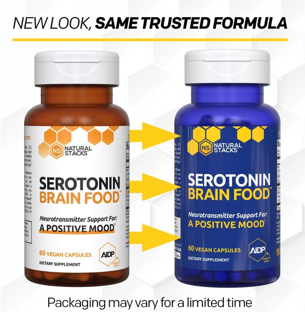 Serotonin Brain Food - 1250mg L-Tryptophan & 400mg Rhodiola Rosea Supplement - Mood Support Supplement for Stress Relief - Neurotransmitter Support with Magnesium Glycinate & Zinc - 120 Capsules 5