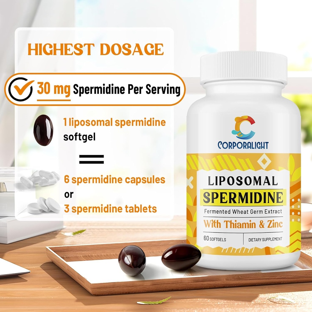 30mg Spermidine Supplement for Men & Women, High Absorption, More Potent Than Spermidine 3HCL - for Cellular Renewal, Longevity & Cognitive, Fermented Wheat Germ Extract, Pure & Natural, 180 Softgels 4