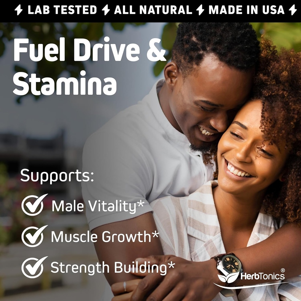 Herbtonics Testosterone Support Supplement for Men - Korean Panax Ginseng & Tribulus Terrestris - Supports Healthy Energy, Strength & Stamina - 60 Vegan Capsules 5