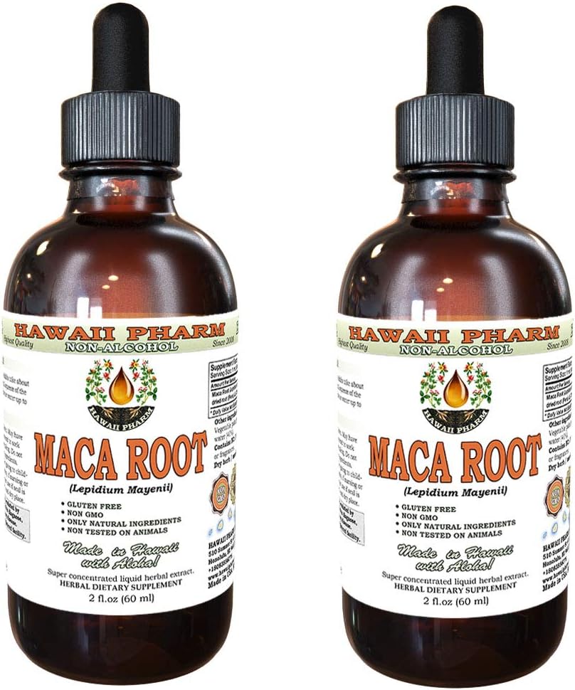 Hawaii Pharm Maca Root Alcohol-Free Liquid Extract, Organic Maca (Lepidium Meyenii) Whole Dried Plant Glycerite Natural Herbal Supplement, USA 2oz 6