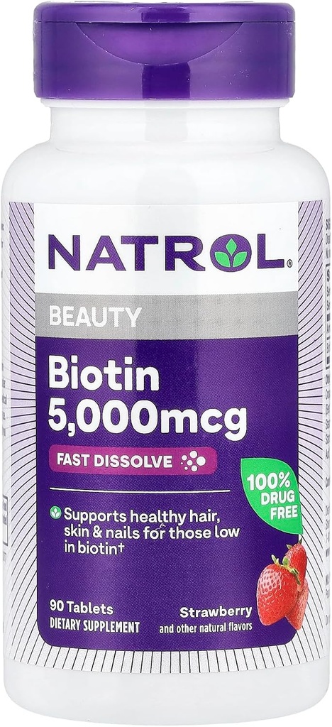 Natrol Biotin 5,000mcg Fast Dissolve, 90 Tablets 2