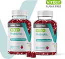 Viteey Probiotic Gummies for Women, Men & Teens, 2 Billion CFUs - Sugar Free - Immune Booster, Digestive Support, Gut Health - Vegan, Gelatin Free, GMO Free - Tasty Chewable Raspberry Flavored Gummy 3