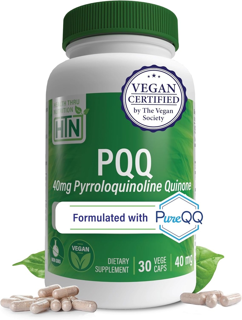 Health Thru Nutrition PQQ 40mg 30 Servings Pyrroloquinoline Quinone as PureQQ | Promotes Mitochondrial Biogenesis | Certified Vegan | Non-GMO Gluten Soy Free Capsules| Clean Label PQQ Supplement 2