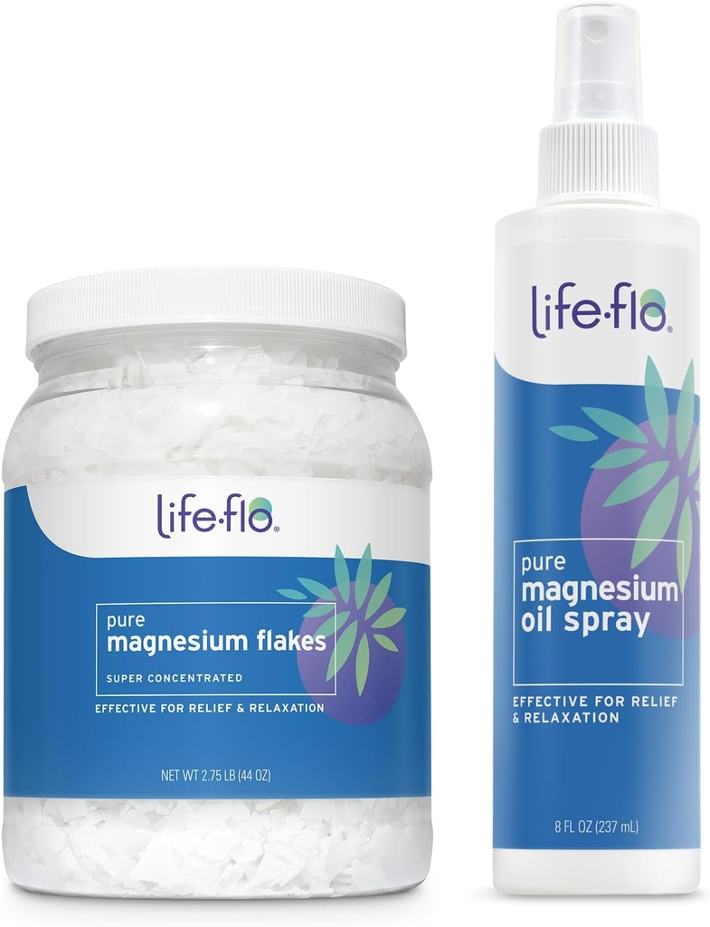 Life-flo Pure Magnesium Oil Spray 8oz and Magnesium Flakes for Bath 44oz - Magnesium Chloride from The Zechstein Seabed - Relief and Relaxation Bundle - Soothes Muscles and Joints - 60-Day Guarantee 2