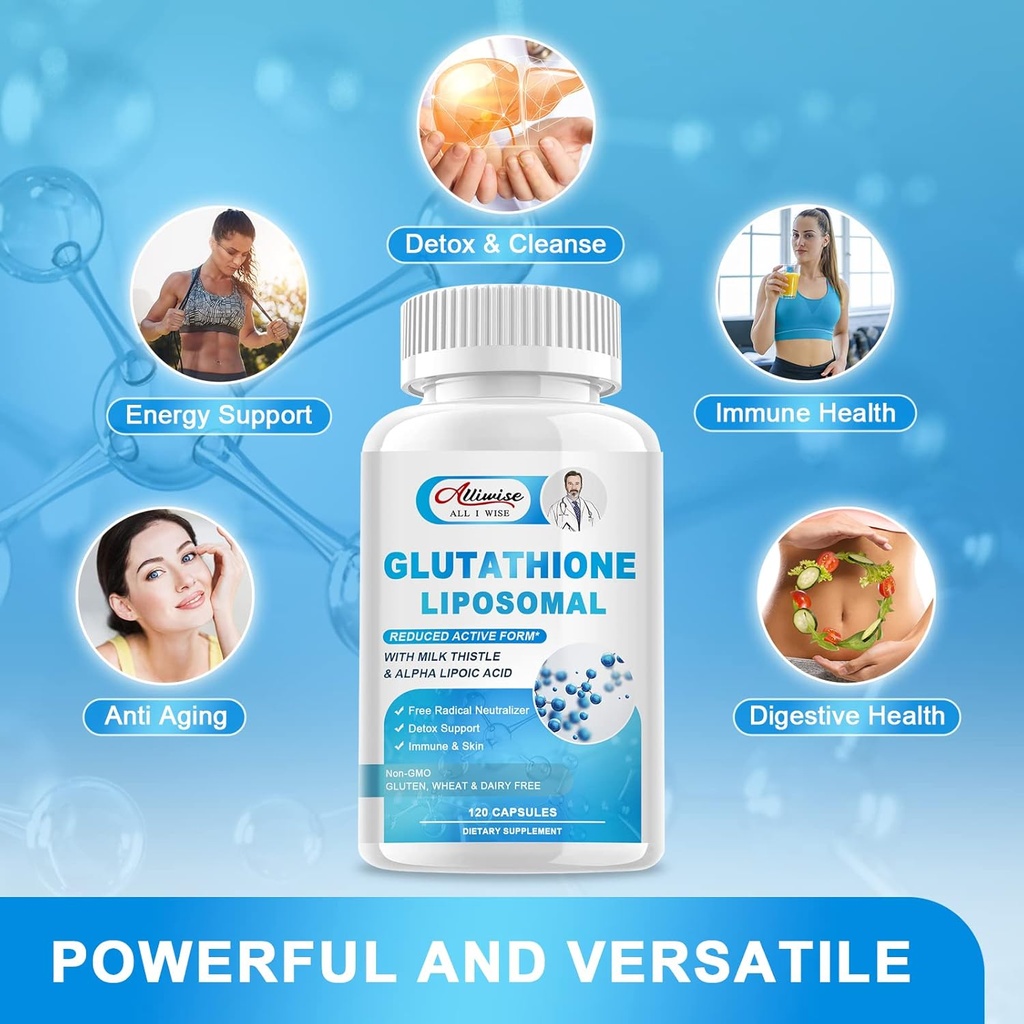 Liposomal Glutathione 1000mg, Glutathione Supplement with Milk Thistle 200mg, Alpha Lipoic Acid 300mg & Vitamin C 500mg, Immune Health Support, Liver Support, Skin Support 4