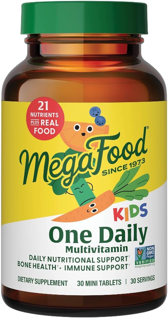 MegaFood Kids One Daily Multivitamin - Convenient Mini Multivitamin for Kids - with Zinc, Vitamins C, B & D - Vegetarian, Gluten Free, Non GMO - 30 Tablets, 30 Servings 2