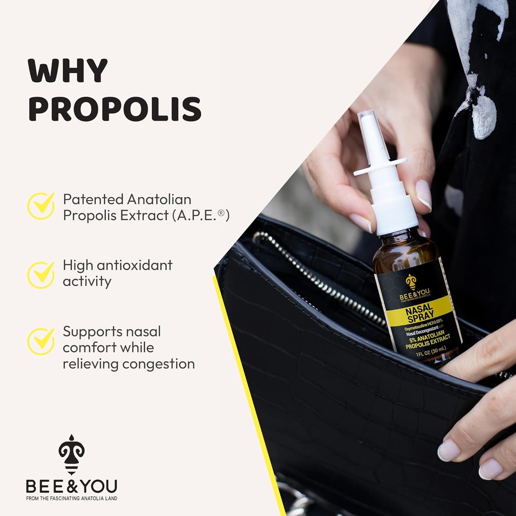 BEE and You Propolis Nasal Spray, 100% Pure Propolis Extract, Sinus & Congestion Relief, Natural Decongestant, Allergy Support, Nasal Moisturizing Spray | 1 fl oz 4