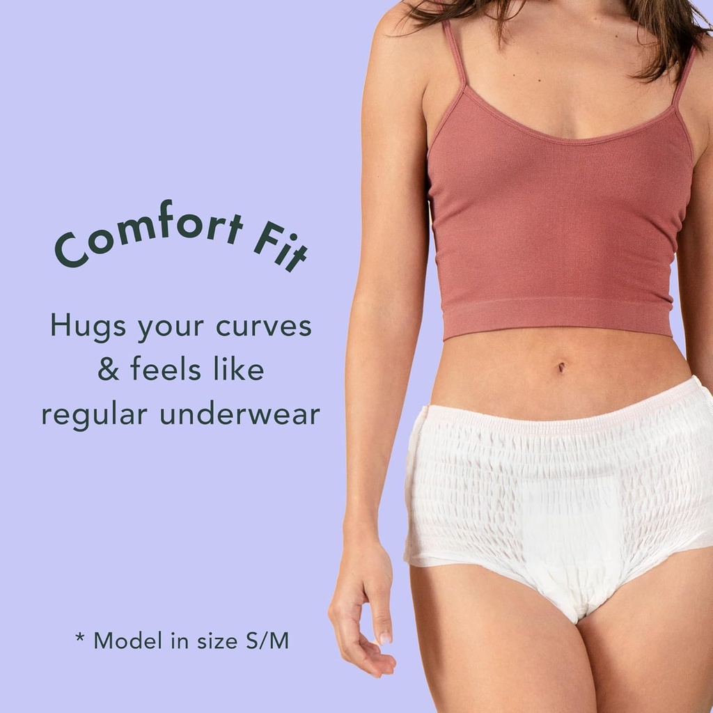 Rael Disposable Underwear for Women, Organic Cotton Cover - Incontinence Pads, Postpartum Essentials, Disposable Underwear, Unscented, Maximum Coverage (Size S-M, 12 Count) 6