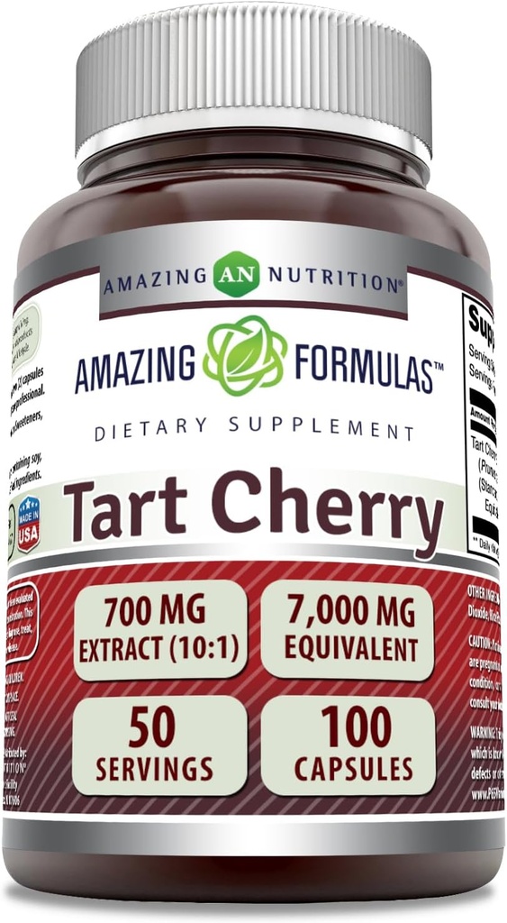 Amazing Formulas Tart Cherry Extract 700 Mg Extract (10:1) Per Serving Capsules Supplement | Equivalent to 7000 Mg | Non-GMO | Gluten Free | Made in USA (1 Pack, 100 Count) 2