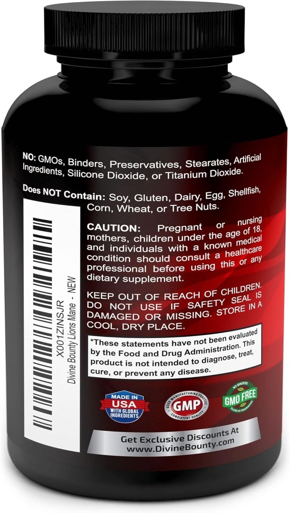 Organic Lions Mane Mushroom Capsules - 1800mg Strongest Lion's Mane Mushroom Supplement - Non-GMO Lions Mane Extract Powder - Nootropic Brain Supplement - Brain & Immune Support - 90 Vegetarian Caps 4