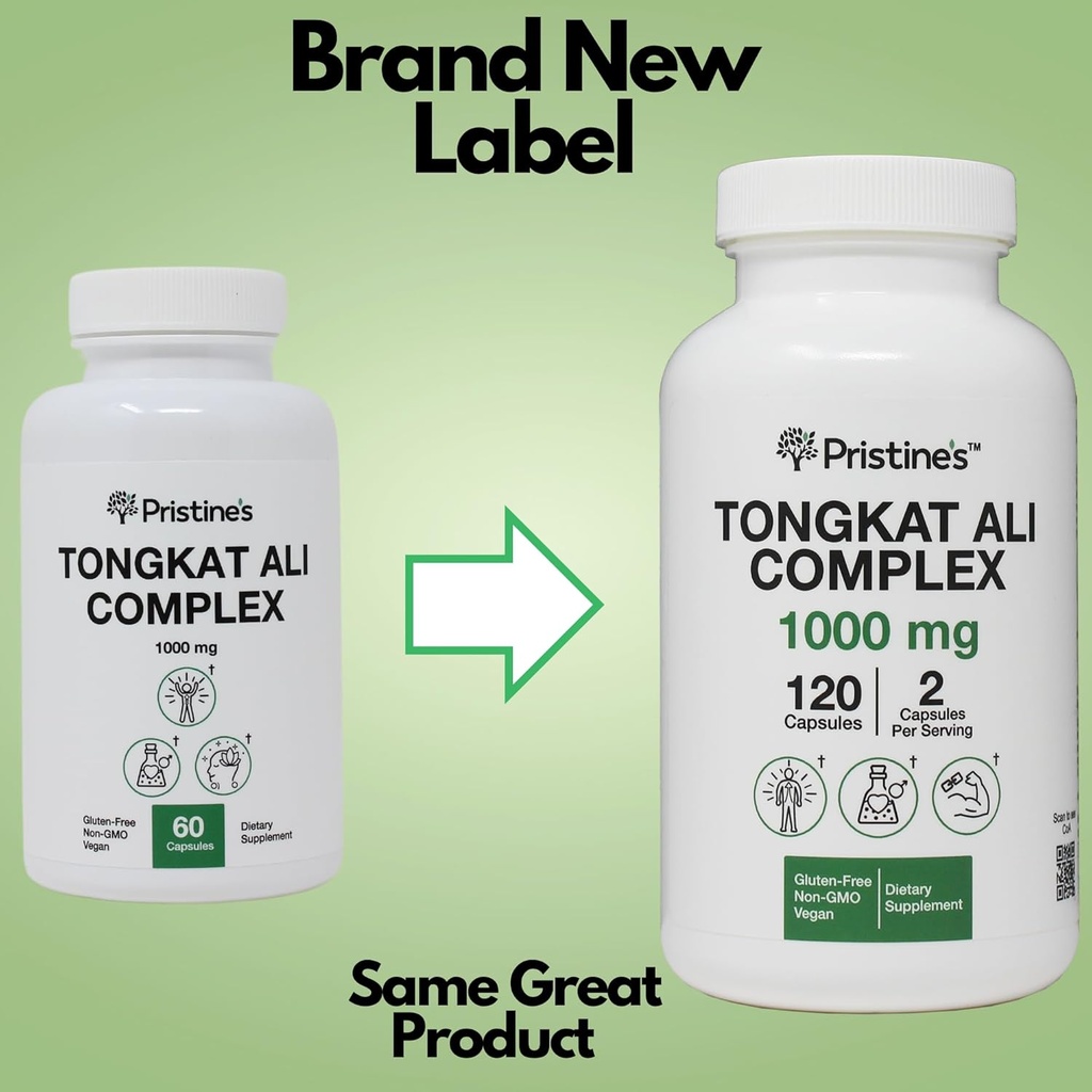 PRISTINE'S Tongkat Ali Capsules - 1000MG 60 Day Supply - Athletic Performance Support - Lean Mass Muscle Building Herbal Supplement for Men & Women - Vegan, Gluten Free, Non GMO 3