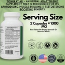 PRISTINE'S Tongkat Ali Capsules - 1000MG 60 Day Supply - Athletic Performance Support - Lean Mass Muscle Building Herbal Supplement for Men & Women - Vegan, Gluten Free, Non GMO 5