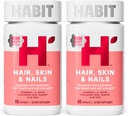Habit Hair, Skin & Nails Supplement 2 Pack (120 Capsules) - New Look, Supports Skin Hydration, Hair & Nail Strength, Biotin 2000mcg, Vitamin A & C, Hyaluronic Acid, Rosehip, Vegan, Non-GMO 2