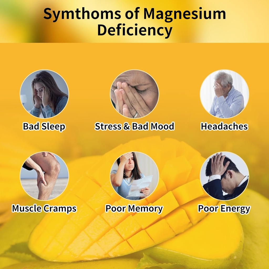 Magnesium Glycinate Gummies 1000mg - Sugar Free Magnesium Potassium Supplement with Vitamin D, B6, CoQ10 for Calm Mood & Sleep Support - 180 Mango Pineapple 4