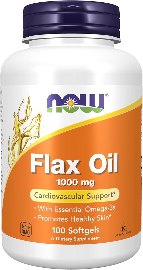 NOW Foods Supplements, Flax Oil 1,000 mg made with Organic Flax Oil, Cardiovascular Support*, 100 Softgels 2