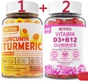3 Pack Turmeric Curcumin + Vitamin D3 & B12 Gummies, Vegan 2