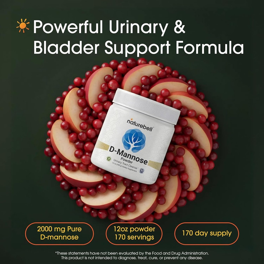 NatureBell D Mannose Powder, 12oz | Instantized for Max Absorption – Fast Acting Cleanse – Urinary Tract & Bladder Health Support – Flush UTI Impurities – Non-GMO, Vegan 3