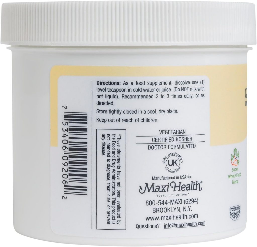 Maxi Health Green Energee - Super Whole Food Blend - Berry Flavor - 7.8 Ounces Powder - Kosher 3