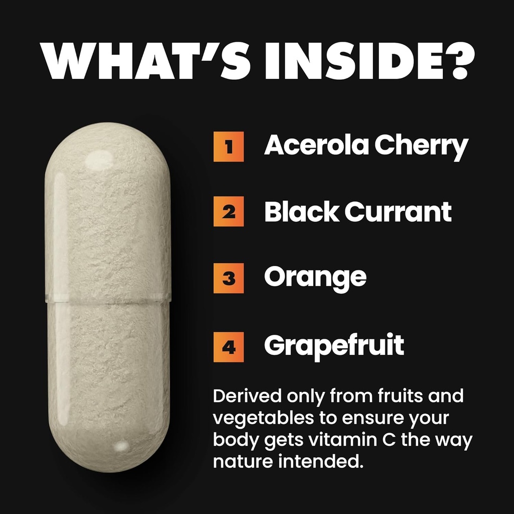 Gains in Bulk Real Vitamin C, Immune Support Chewable, Natural Vitamins with Citrus Bioflavonoids, Whole Food Vitamin C Supplement from Plant Sources, Vegan Supplements for Women and Men, 60 Tablets 5