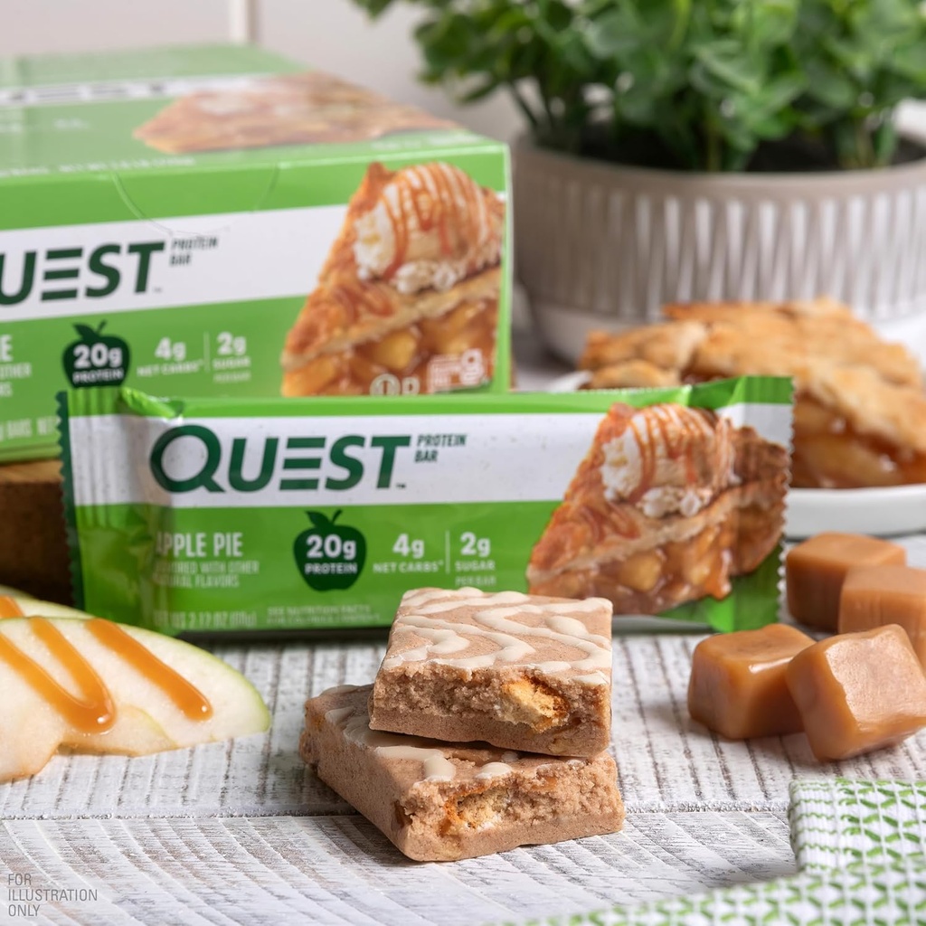 Quest Nutrition Apple Pie Protein Bar, 20g Protein, 4g Net Carbs, 2g Sugar, Gluten Free, Keto Friendly, 12 Count 5
