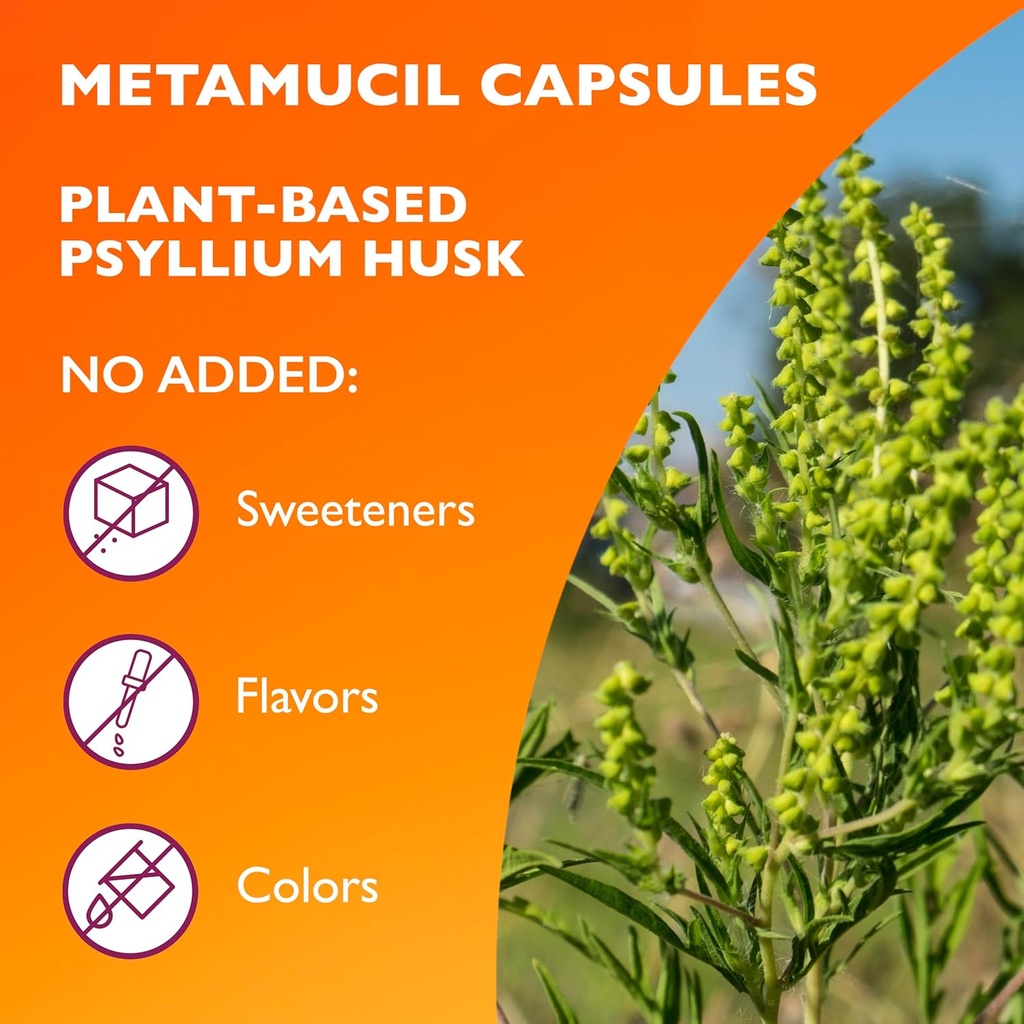 Metamucil Fiber Therapy for Regularity Fiber Supplement Capsules, 100-Count Bottles (Pack of 2) 6