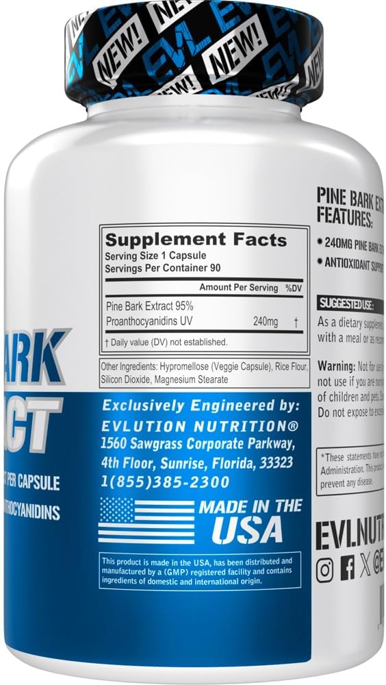 Evlution Nutrition Pine Bark Extract - Antioxidant Support - 240 mg Pine Bark Extract Per Capsule - 95% Proanthocyanidins - Vegan & Non-GMO - Dietary Supplement - 90 Servings - 90 Veggie Capsules 3