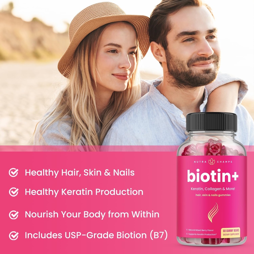 NutraChamps Complete Biotin Bundle for Hair, Skin & Nails. Biotin & Biotin+ 5