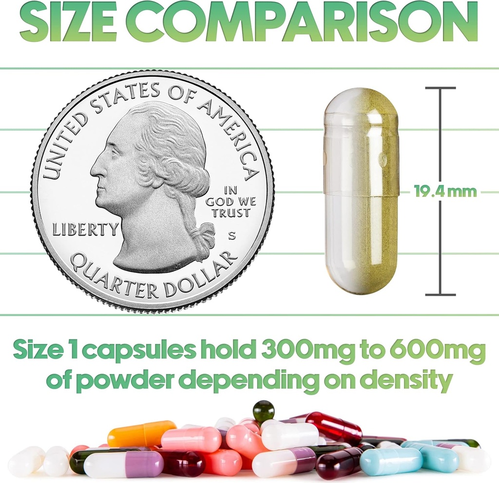 XPRS Nutra Size 1 Empty Capsules - 500 Count Empty Gelatin Capsules - Pill DIY Capsule Filling - Pure Bovine Pill Gel Caps for Do-It-Yourself Supplements (Multi Color) 3