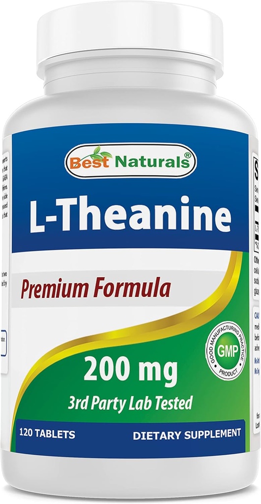 Best Naturals L-Theanine 200mg per Tablet (400mg per 2 Tablets) - Promotes Relaxation Without Drowsiness - 120 Vegetarian Tablets - (120 Count (Pack of 1)) 2