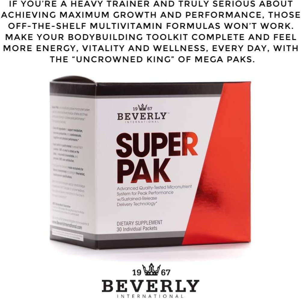 Beverly International Super Pak. 30 Packs. High-Potency Multivitamin, Daily Pack for Energy, Performance, Immune System Health. Custom-formulated for Athletes, Active Men and Women since 1970. 6