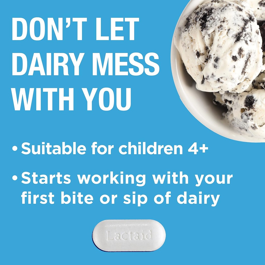 Lactaid Original Strength Lactose Intolerance Relief Caplets with Natural Lactase Enzyme, Dietary Supplement to Help Prevent Gas, Bloating & Diarrhea Due to Lactose Sensitivity, 120 ct 5