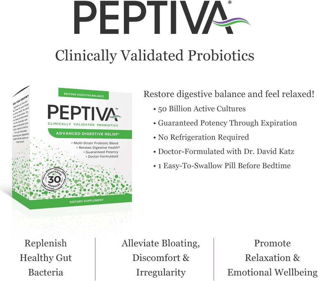 Peptiva Advanced 50 Billion CFU Probiotic - Digestive Relief - Clinically Validated, Premium Probiotic, 30ct 4