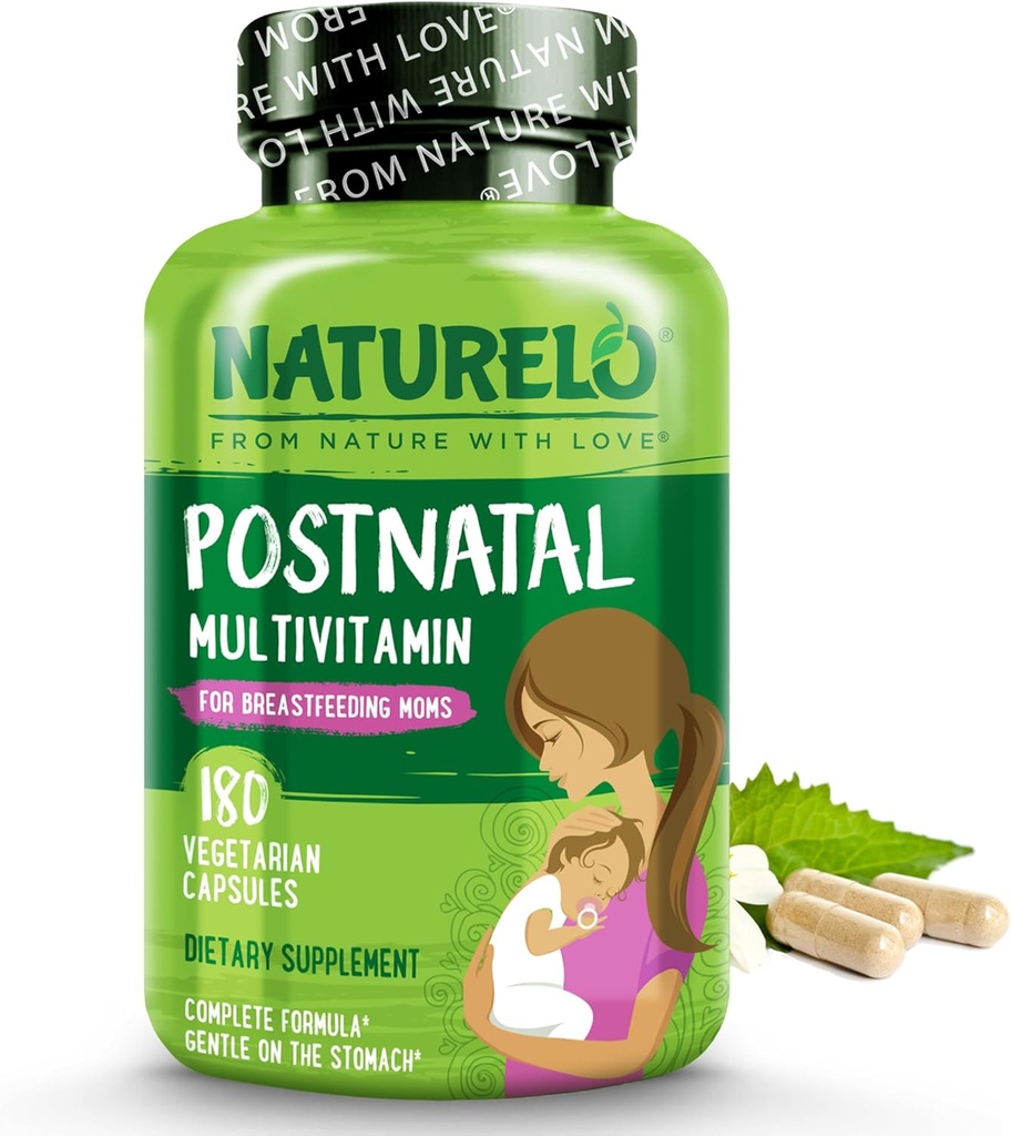 NATURELO Postnatal Multivitamin - Supplement for Breastfeeding Women - Plant-Based Vitamin D, Folate, Gentle Iron - for Nursing Mother, Baby - Post Natal Lactation Support 180 Capsules 2