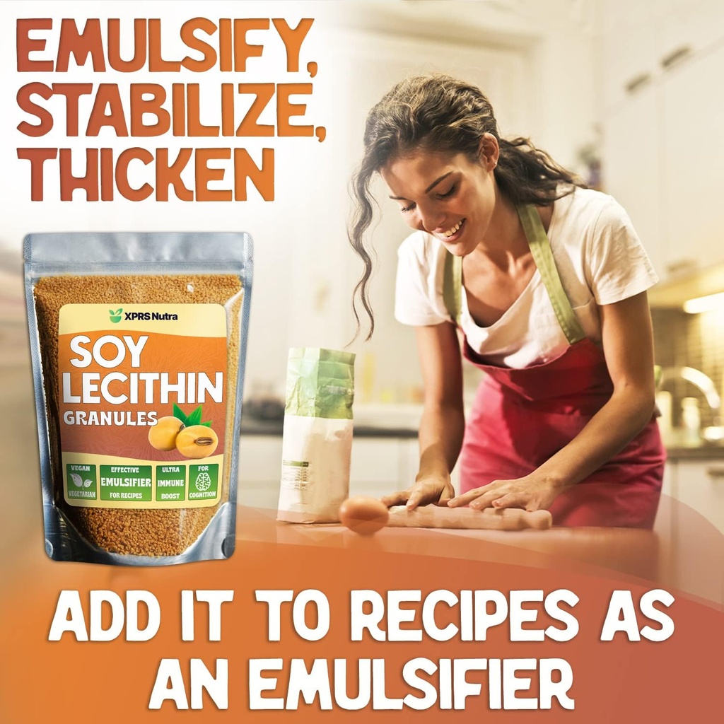 XPRS Nutra Soy Lecithin Granules Non GMO - Lecitina de SOYA - 100% Pure Soy Lethicin Granules - Premium SOYA Lethicin Granules - Food Grade Fat Emulsifier Suitable for Baking (16 Ounce) 3