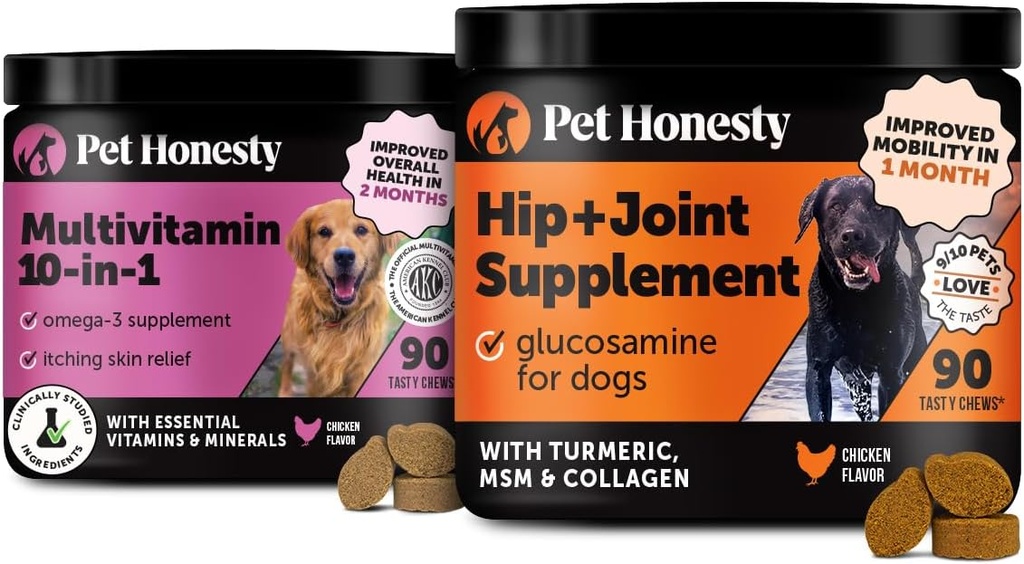 10 in 1 Multivitamin + Hip & Joint Health Soft Chew Supplement Bundle - Dog Vitamins - Glucosamine Chondroitin, Omegas, Turmeric and MSM for Overall Dog Health, Joint Supplement for Dogs. 2