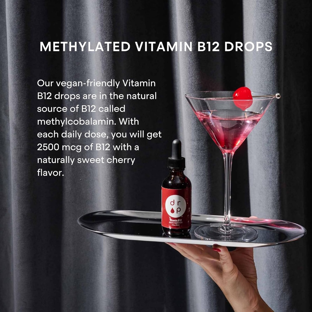 Vitamin B12 2500 mcg 2 oz Liquid Drops for Energy Production, Nervous System Health - No Artificial Preservatives, Non-GMO, Gluten Free, Vegan-Friendly 5