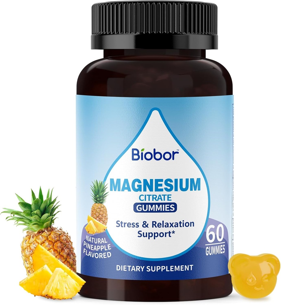 Potassium Magnesium Gummies, Magnesium Citrate & Potassium Citrate Supplements with Vitamin D3, B6 for Electrolyte Balance, Muscle, Leg Cramps, GMO Free Gluten Free (Pineapple,60 Count) 2