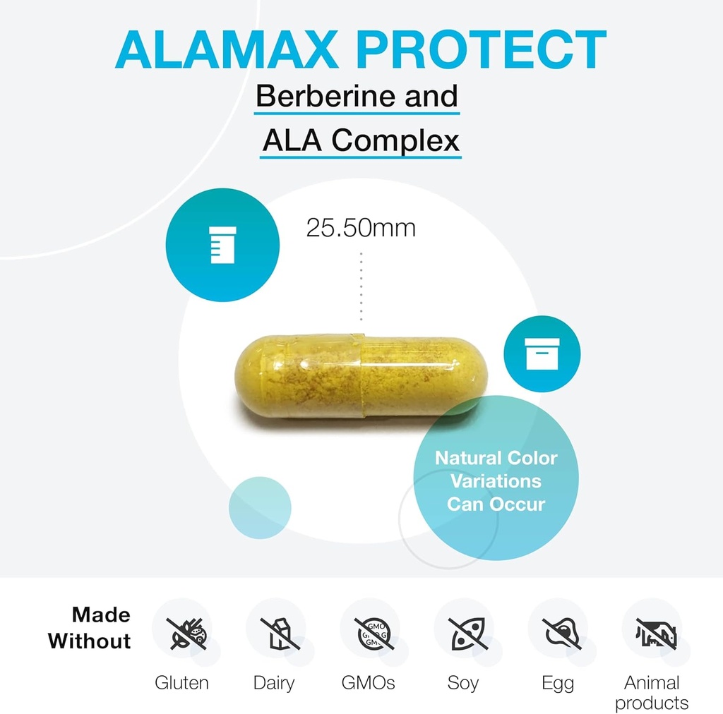 XYMOGEN ALAmax Protect - Berberine and ALA Supplement Complex - Alpha-Lipoic Acid with Berberine HCI + Biotin to Help Support Cardiometabolic Health (120 Capsules) 5