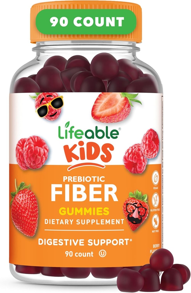 Lifeable Prebiotic Fiber Gummies for Kids | Kids Fiber Gummies 5g | Great Tasting Fiber Supplements for Kids | Prebiotic Gummies for Digestive Health | Fiber Gummy for Kids, Children | 90 Gummies 2