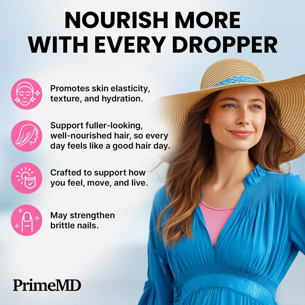 Liquid Collagen Peptides for Women - Serum Complex with Biotin Vitamin, Hydrolyzed Keratin Protein and Saw Palmetto - Comprehensive Formula for Hair, Skin, and Nails Wellness - 2fl oz (Pack of 1) 5